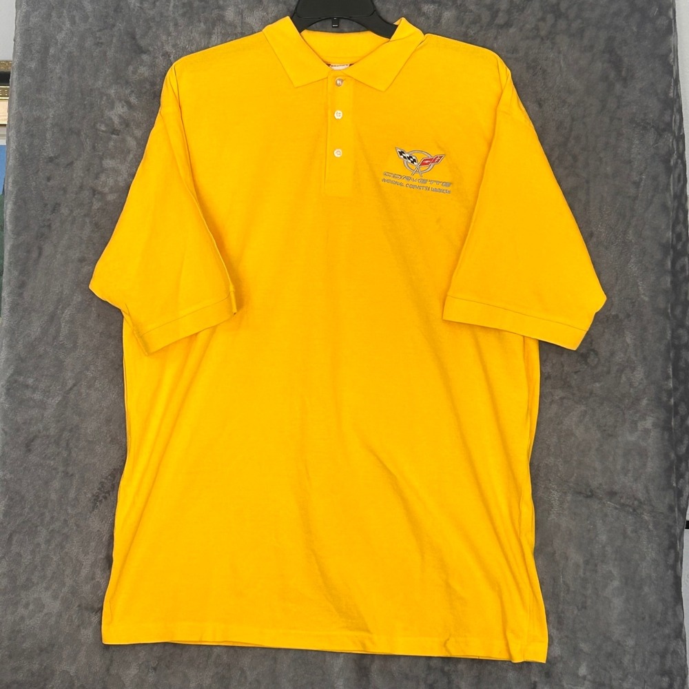Clique National Corvette Museum C6 Logo Polo Shirt Mens XXXL Yellow MQK00001 NEW